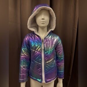 SO Iridescent Purple and Blue Puffer Jacket Girls 4/5 Kids